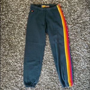 Navy Aviator Nation Rainbow 5 Side Stripe Sweatpants